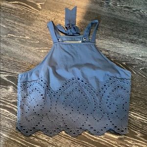 Abercrombie Cropped Blue Halter Tank